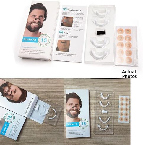 مجموعة مكافحة الشخير المغناطيسية: موسع الأنف + شرائط التنفس 30 عبوة | محلول مريح لتخفيف انقطاع التنفس أثناء النوم وتوسيع الأنف (15 زوجًا من المربعات السوداء بقياس 18.7 * 8.8 * 1.8 سم) in Kuwait