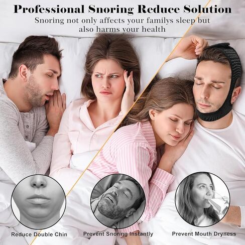 Sleep Apnea Devices丨Comfortable Chin Strap for Sleeping - Improve Sleep Quality, Simple & Adjustable Design for Men and Women (21 Inches,Black) in Saudi Arabia