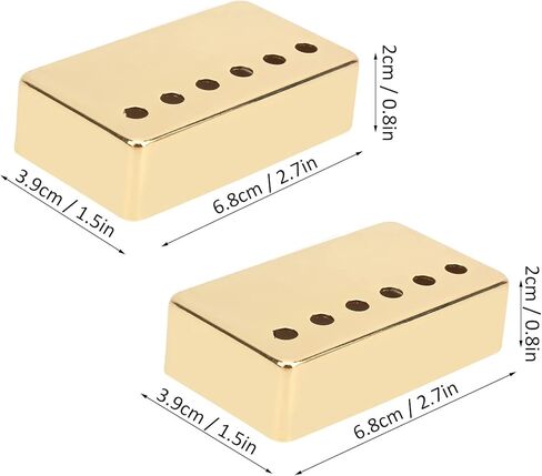 2PCS Humbucker Pickup Cover 50mm Pole Spacing for Electric Guitar Metal Shell Replacement Parts Chrome Humbucker Cover(Gold) in Saudi Arabia