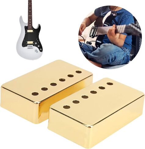 2PCS Humbucker Pickup Cover 50mm Pole Spacing for Electric Guitar Metal Shell Replacement Parts Chrome Humbucker Cover(Gold) in Saudi Arabia