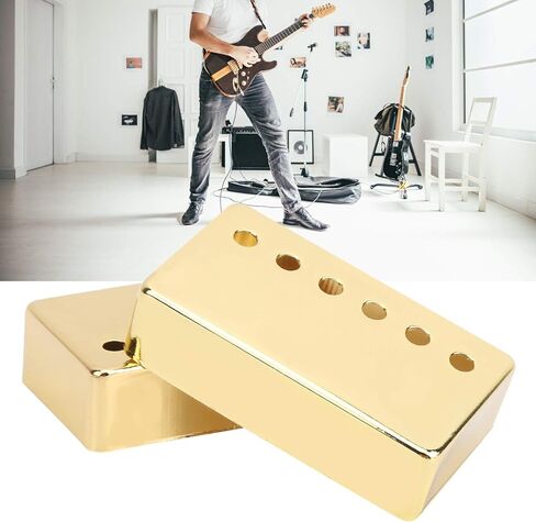2PCS Humbucker Pickup Cover 50mm Pole Spacing for Electric Guitar Metal Shell Replacement Parts Chrome Humbucker Cover(Gold) in Saudi Arabia