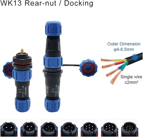 Connector male and female socket set panel mount 2/3/4/5/6/7/9 pins(WK13CP9X-WK13PS9X) in Saudi Arabia
