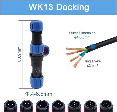 Connector male and female socket set panel mount 2/3/4/5/6/7/9 pins(WK13CP9X-WK13PS9X) in Saudi Arabia