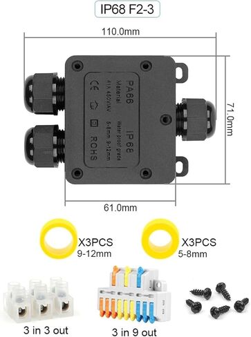 موصل كابل ثلاثي الاتجاهات بصندوق توصيل 5-12 مم مع 32 أمبير 250 فولت in Kuwait