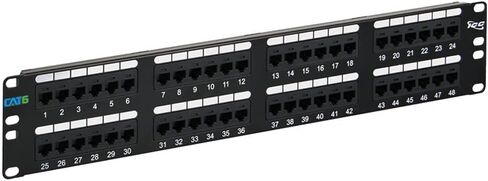 ICC CAT6 Patch Panel, UL Listed & PoE++ Rated Gigabit Applications, Rackmount 48 Port 2U 19-Inch Network Patch Panel with Rear 110 IDC Terminal Blocks for Gigabit Network Switch, Black in Saudi Arabia
