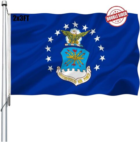 Air Force Flag Double Sided 3x5 Outdoor- Heavy Duty US Air Force Military USA Flags -United State AirForce Flags Banner with 2 Brass Grommets 4 Rows Stitched in Kuwait