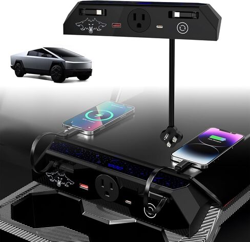 Cybertruck USB Charger Hub مع مخرج AC 110V والكابلات القابلة للسحب - تكامل سلس ، 30W PD/QC3 in Kuwait