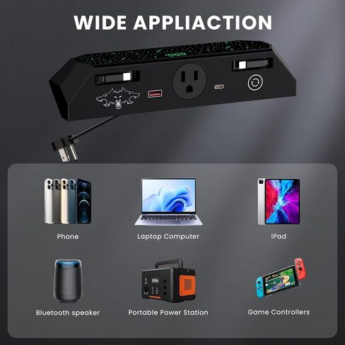 Cybertruck USB Charger Hub مع مخرج AC 110V والكابلات القابلة للسحب - تكامل سلس ، 30W PD/QC3 in Kuwait