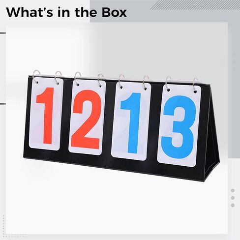 4-Digit Scoreboard with Red and Blue Numbers, 6.3 X 15 in, Flip Scoreboards for Tennis and Basketball, Portable Tabletop Scoreboard in Kuwait