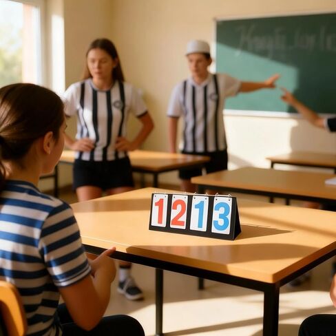 4-Digit Scoreboard with Red and Blue Numbers, 6.3 X 15 in, Flip Scoreboards for Tennis and Basketball, Portable Tabletop Scoreboard in Kuwait
