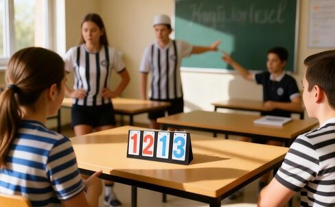 4-Digit Scoreboard with Red and Blue Numbers, 6.3 X 15 in, Flip Scoreboards for Tennis and Basketball, Portable Tabletop Scoreboard in Kuwait