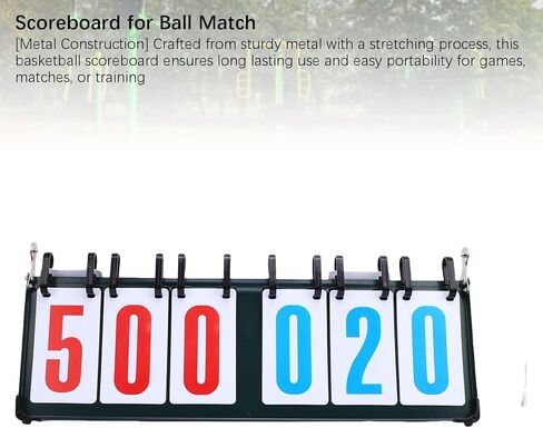 RiToEasysports Scoreboard, 6 Digits Metal Portable Flip Score Keeper with PVC Cards for Basketball and Table Tennis in Saudi Arabia