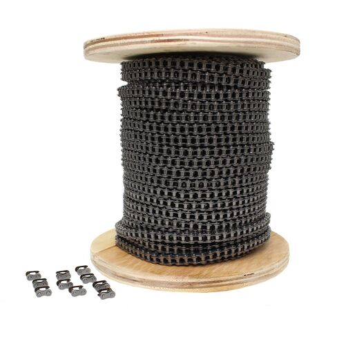 سلسلة دوارة PGN #25 - 100 قدم + 10 وصلات توصيل مجانية - سلاسل من الصلب الكربوني للدراجات الهوائية والدراجات الصغيرة والدراجات النارية وعربات السباق الصغيرة والآلات المنزلية والصناعية in Kuwait