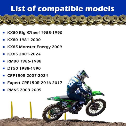 420 Chain 120 Links with Connecting Master Link X-Ring Gold Compatible with CRF150R KX80 KX85 QEM# 27600-01012-130 92057-0848 92057-1496 92057-1277 92057-1251 in Saudi Arabia