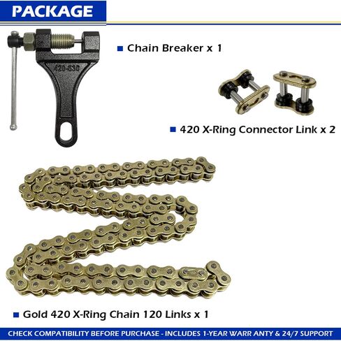 420 Chain 120 Links with Connecting Master Link X-Ring Gold Compatible with CRF150R KX80 KX85 QEM# 27600-01012-130 92057-0848 92057-1496 92057-1277 92057-1251 in Saudi Arabia