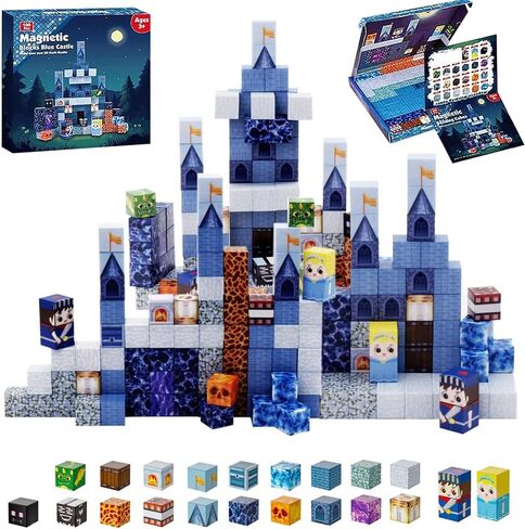 Magnetic Building Blocks for Kids, 100PCS Magnet Blocks Set, 3D Tiles Building Cubes Constructions Toys for Boys & Girls Ages 3+, STEM Sensory Educational Stacking Toy Gift for Toddlers in Saudi Arabia
