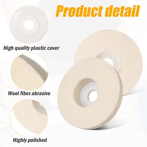 10pcs Wool Polishing Wheel Discs, 0.62 inch Inner Hole, Angle Grinder Buffing Wheel Wool Felt Buffing Wheel Buffing Pad for Angle Grinder, Stainless Steel, Metal, Ceramic Glass, Marble in Saudi Arabia