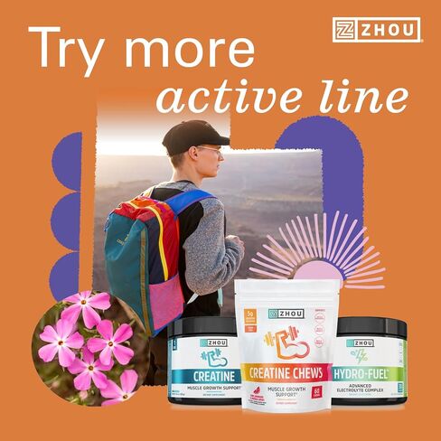 ZHOU Muscle BCAA - مسحوق نباتي BCAA، مكملات BCAA للرجال والنساء، يدعم صحة العضلات، مشروب للطاقة، جميع الأحماض الأمينية الطبيعية المتفرعة - لكمة استوائية، 11.6 أونصة (30 حصة) in Kuwait