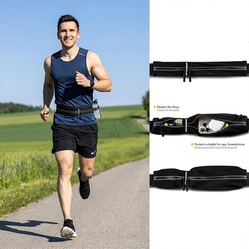 Running Belt Fanny Pack for Men & Women, Waist Pack Phone Pouch, Reflective，Black in Saudi Arabia