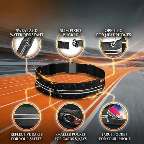 Running Belt Fanny Pack for Men & Women, Waist Pack Phone Pouch, Reflective，Black in Saudi Arabia