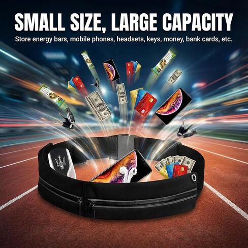 Running Belt Fanny Pack for Men & Women, Waist Pack Phone Pouch, Reflective，Black in Saudi Arabia