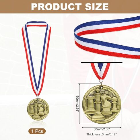 PATIKIL Chess Tournament Star Award Medals with Ribbon, Winner Medals Prizes for Competitions Sports Party in Saudi Arabia