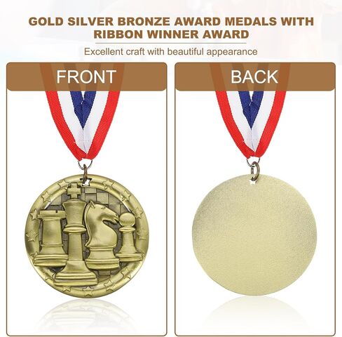 PATIKIL Chess Tournament Star Award Medals with Ribbon, Winner Medals Prizes for Competitions Sports Party in Saudi Arabia