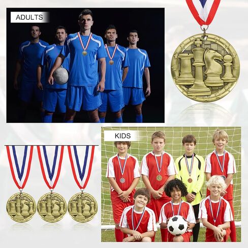 PATIKIL Chess Tournament Star Award Medals with Ribbon, Winner Medals Prizes for Competitions Sports Party in Saudi Arabia