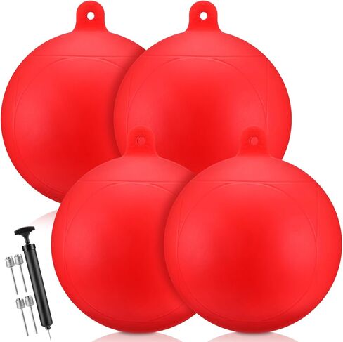 Threehoney 4 Pcs Inflatable Slalom Buoy Float PVC Boat Mooring Buoy Float Equipped with 1 Inflator and 3 Needles Boat Fenders Inflatable Anchor Ball Bumper for Docking Fishing Crab in Saudi Arabia