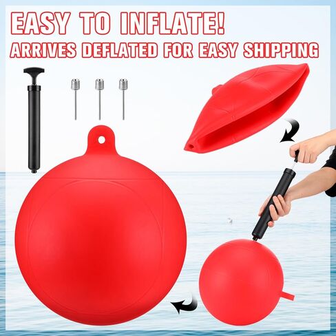 Threehoney 4 Pcs Inflatable Slalom Buoy Float PVC Boat Mooring Buoy Float Equipped with 1 Inflator and 3 Needles Boat Fenders Inflatable Anchor Ball Bumper for Docking Fishing Crab in Saudi Arabia