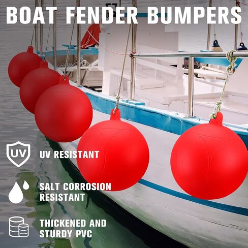 Threehoney 4 Pcs Inflatable Slalom Buoy Float PVC Boat Mooring Buoy Float Equipped with 1 Inflator and 3 Needles Boat Fenders Inflatable Anchor Ball Bumper for Docking Fishing Crab in Saudi Arabia