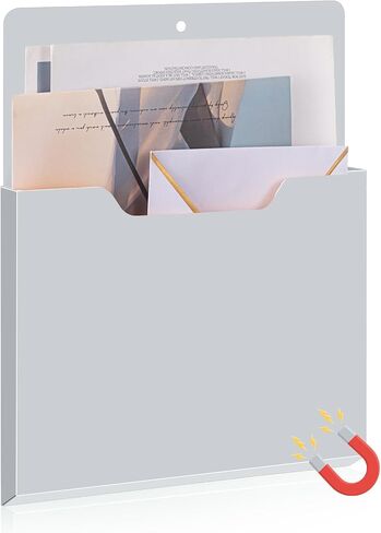 Magnetic Pocket File Holder Large File Folder Organizer Magnetic Paper Mail Letters Holder Wall Hanging Office Supplies for Refrigerator Whiteboard Storage Cabinets (Black) in Saudi Arabia