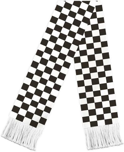 Black Checkered Flag Scarf,60inch Black Grid Banner Sports Fan Scarves,18×150cm Novel Souvenir For Team Game Party Parade in Saudi Arabia