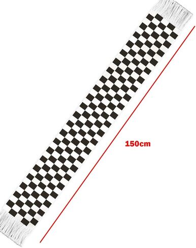 Black Checkered Flag Scarf,60inch Black Grid Banner Sports Fan Scarves,18×150cm Novel Souvenir For Team Game Party Parade in Saudi Arabia