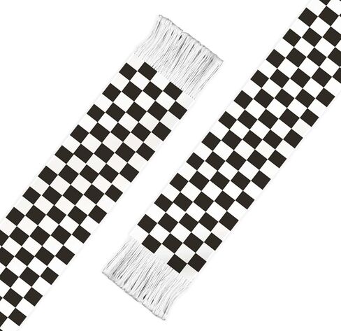 Black Checkered Flag Scarf,60inch Black Grid Banner Sports Fan Scarves,18×150cm Novel Souvenir For Team Game Party Parade in Saudi Arabia