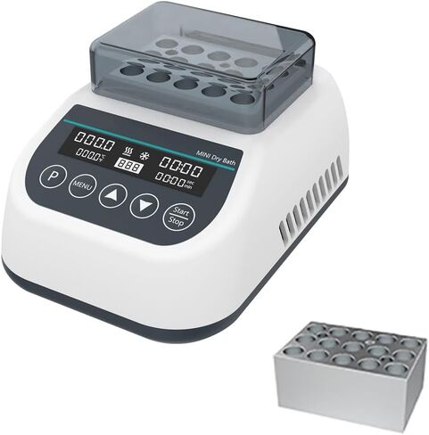 Mini Dry Bath Incubator, Lab Heating and Cooling, 0.2/0.5/1.5/2ml Optional Centrifuge Tubes Water Bath, 9 Program Setups, Thermostatic Control, for Drying of Chemical Reagents in Kuwait