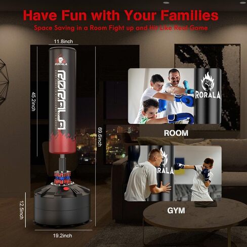 كيس ملاكمة RORALA مع حامل بوزن 70 بوصة - 203 رطل، حقيبة ملاكمة ثقيلة قائمة بذاتها لاختيار هدايا الشباب البالغين، مطورة in Kuwait