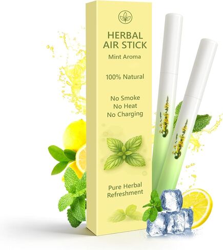 Smokeless Herbal Air Stick 2pack Non Electric Long-Lasting Flavored Air Refreshing Support Oral Fixation Menthol Essential Oils, Craving Relief Nicotine & Tobacco Free smokeless inhaler in Saudi Arabia