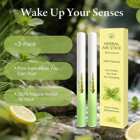 Smokeless Herbal Air Stick 2pack Non Electric Long-Lasting Flavored Air Refreshing Support Oral Fixation Menthol Essential Oils, Craving Relief Nicotine & Tobacco Free smokeless inhaler in Saudi Arabia