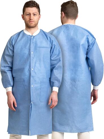 Medical Nation Disposable Lab Coats | 10 Pack - 50 Pack | Lab Coats for Adults with Knit Cuffs and Pockets (Size Small - 5XL) in Saudi Arabia