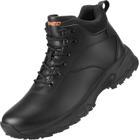 أحذية عمل NINGO مضادة للانزلاق للرجال، أحذية مريحة مقاومة للانزلاق مع دعم للكاحل والقوس، مقاومة للزيت والماء، أحذية عمل سوداء خفيفة الوزن لخدمة الطعام، الشيف، المطبخ، المطعم in Kuwait