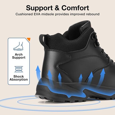 أحذية عمل NINGO مضادة للانزلاق للرجال، أحذية مريحة مقاومة للانزلاق مع دعم للكاحل والقوس، مقاومة للزيت والماء، أحذية عمل سوداء خفيفة الوزن لخدمة الطعام، الشيف، المطبخ، المطعم in Kuwait