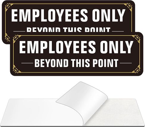 لافتة للموظفين فقط، (عبوتان) ذاتية اللصق للموظفين فقط بعد هذه النقطة، علامات لاصقة للموظفين من معدن الألومنيوم خالية من الصدأ للجدار والباب (9 × 3 بوصة، أسود/أبيض) in Kuwait