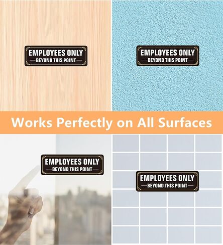 لافتة للموظفين فقط، (عبوتان) ذاتية اللصق للموظفين فقط بعد هذه النقطة، علامات لاصقة للموظفين من معدن الألومنيوم خالية من الصدأ للجدار والباب (9 × 3 بوصة، أسود/أبيض) in Kuwait