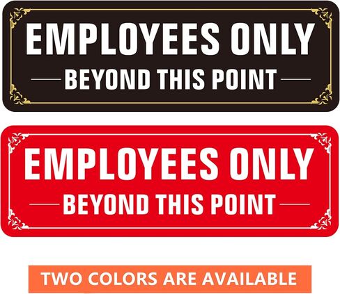 لافتة للموظفين فقط، (عبوتان) ذاتية اللصق للموظفين فقط بعد هذه النقطة، علامات لاصقة للموظفين من معدن الألومنيوم خالية من الصدأ للجدار والباب (9 × 3 بوصة، أسود/أبيض) in Kuwait