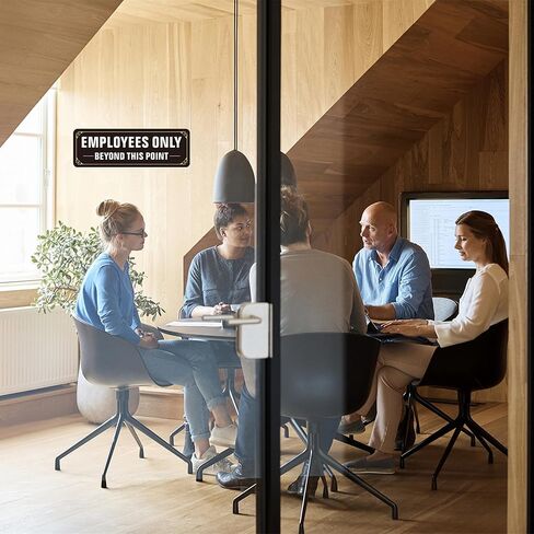 لافتة للموظفين فقط، (عبوتان) ذاتية اللصق للموظفين فقط بعد هذه النقطة، علامات لاصقة للموظفين من معدن الألومنيوم خالية من الصدأ للجدار والباب (9 × 3 بوصة، أسود/أبيض) in Kuwait