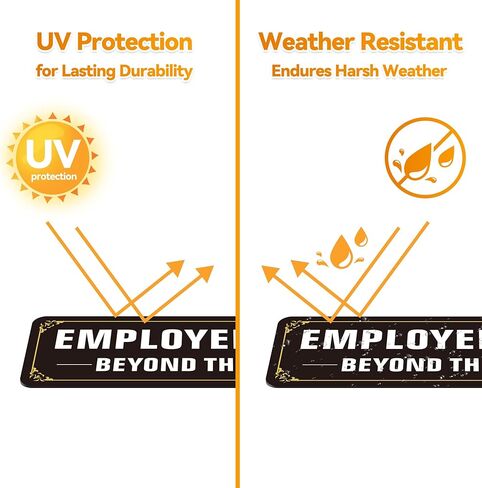 لافتة للموظفين فقط، (عبوتان) ذاتية اللصق للموظفين فقط بعد هذه النقطة، علامات لاصقة للموظفين من معدن الألومنيوم خالية من الصدأ للجدار والباب (9 × 3 بوصة، أسود/أبيض) in Kuwait