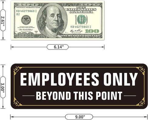 لافتة للموظفين فقط، (عبوتان) ذاتية اللصق للموظفين فقط بعد هذه النقطة، علامات لاصقة للموظفين من معدن الألومنيوم خالية من الصدأ للجدار والباب (9 × 3 بوصة، أسود/أبيض) in Kuwait