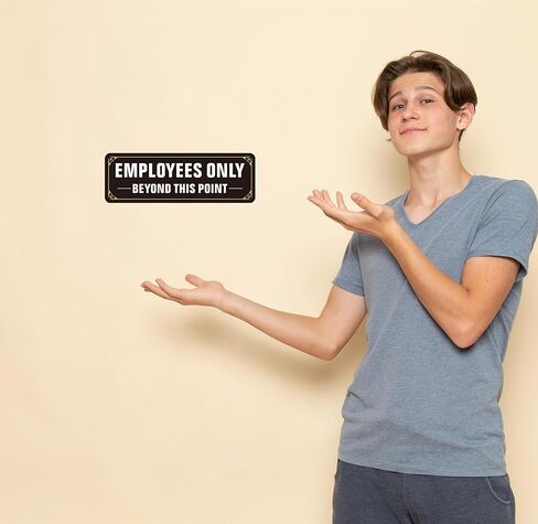 لافتة للموظفين فقط، (عبوتان) ذاتية اللصق للموظفين فقط بعد هذه النقطة، علامات لاصقة للموظفين من معدن الألومنيوم خالية من الصدأ للجدار والباب (9 × 3 بوصة، أسود/أبيض) in Kuwait