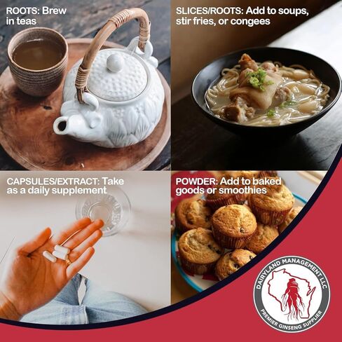 Siberian Ginseng Powder 1000 mg 4:1 Eleuthero Root Extract Daily Supplement with No Other Ingredients Added - 8oz Ginseng Supplements Pure & Non-GMO by Dairyland Management in Kuwait